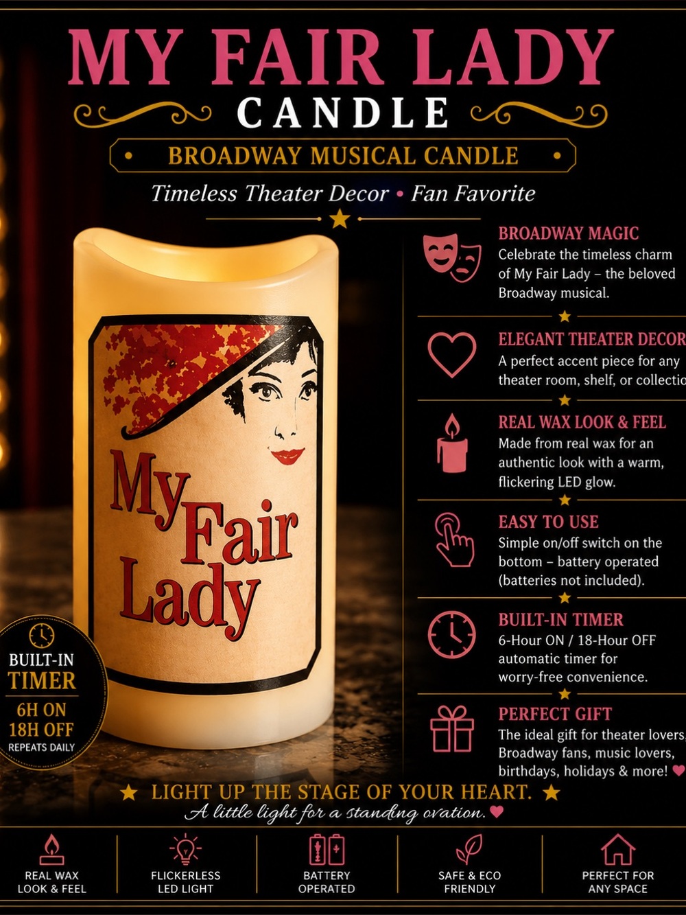 NWOT. My Fair Lady Musical Theater Flameless Candle‎